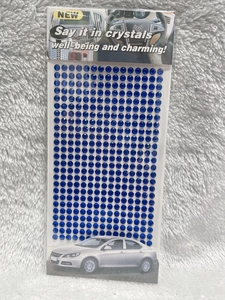 Close-up of 3mm blue acrylic self-adhesive crystal gem stickers for car DIY decoration