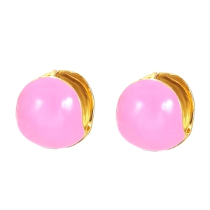 Minimalist pink enamel heart-shaped huggie hoop earrings with gold plated base for women
