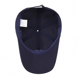 Navy blue breathable cotton baseball cap with ventilation holes and six-panel design