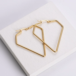 Minimalist gold geometric polygon earrings in polished titanium steel for women