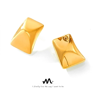 Minimalist Vintage 18K Gold Plated Stainless Steel Rectangular Geometric Hoop Earrings For Women Fashion Trend Jewelry Gift