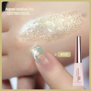 Macro shot of Aurora Crushed Ice Cat Eye Gel shade #006 with bright silver shimmer effects