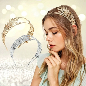 Bridal Leaf Headband Greek Goddess Style Metal Head Hoop Baroque Elegant Wedding Hair Accessories For Women