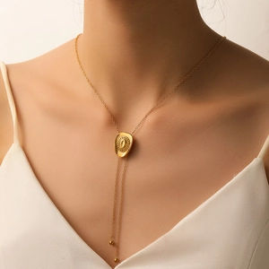 Stainless Steel Cowboy Hat Pendant Necklace Long Tassel Adjustable Box Chain Bolo Tie Style Vintage Fashion Jewelry For Women
