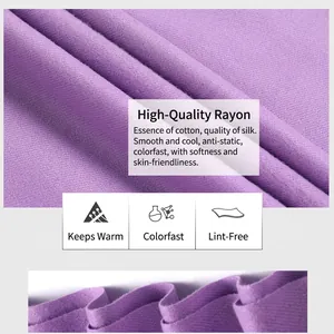 Purple viscose winter scarf with twill texture featuring anti-static and soft warm fabric