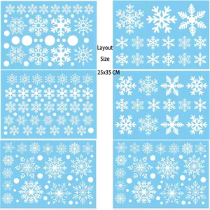 Christmas Snowflake Window Stickers Static Cling PVC Decals For Shop Glass Decoration Winter Wonderland Holiday Ornament