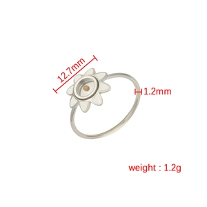 Sunflower stainless steel ring in silver finish with 12.7mm floral design and 1.2mm band