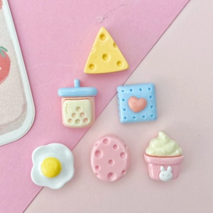 Miniature resin charms set including cheese and ice cream for DIY craft decoration