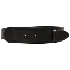 Minimalist wide black leather waist belt with elegant gold metal buckles for women
