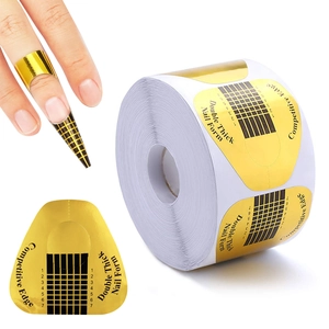 Golden double thick nail forms with 1-7 scale for professional acrylic nail extension
