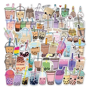 Waterproof Bubble Tea Cartoon Stickers Pack For Scrapbooking DIY Journal Laptop Luggage Aesthetic Matte PVC Decals Gift