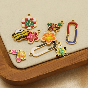 Colorful enamel flower turtle and fish charms for DIY stainless steel necklaces