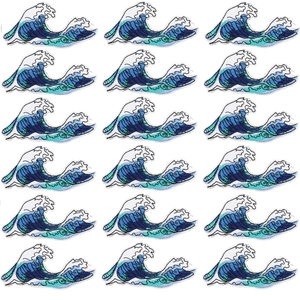 Detail of 18 piece set Japanese wave embroidery patches for clothes decoration