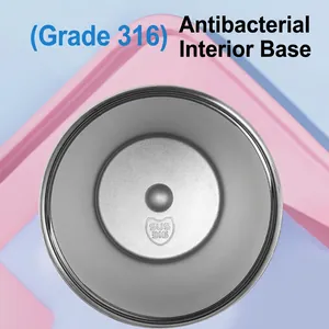 Internal view of the 316 stainless steel insulated tumbler with antibacterial base