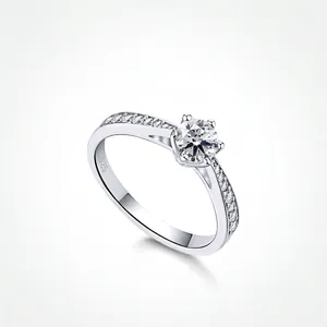 925 Sterling Silver Ring Women Classic Six-Claw Wedding Engagement Jewelry Round Brilliant Cut Zirconia Light Luxury