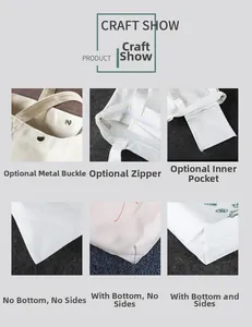 Detail show of mini canvas tote construction with zipper options and bottom gusset designs