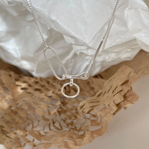 Minimalist S925 sterling silver geometric link chain necklace with high polish finish
