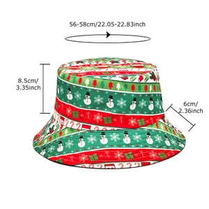 Weihnachts-Anglerhut mit Schneemann-Muster und Größentabelle 56-58cm für Erwachsene
