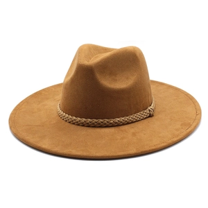 Fedora Hat Wide Brim Suede Polyester Felt Retro British Style Woven Band Decoration Unisex Classic Outdoor Sun Protection