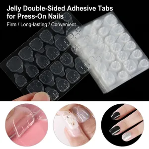 Transparent double-sided jelly nail adhesive tabs for press-on nails application