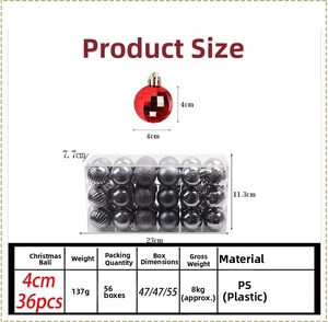 4cm Boules de Noël Électroplaquées en Plastique Mini Ornements Suspendus pour Décoration