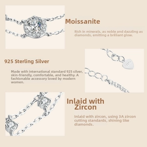 Detailed view of S925 sterling silver double layer bracelet with sparkling moissanite stones