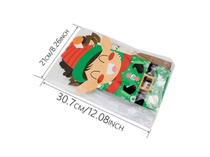 Detailed view of Christmas elf paper bags with dimensions 21x30.7cm in packaging