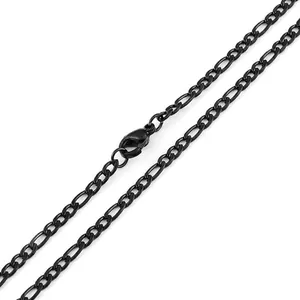 Men Figaro Chain Necklace 316L Stainless Steel Minimalist Hip Hop Curb Link Jewelry Gold Silver Black Lobster Clasp
