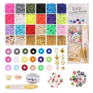 24 colors polymer clay beads kit with pearls and charms for DIY jewelry making