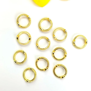 Set of 10 textured 14k gold plated round metal beads for DIY jewelry making and crafts