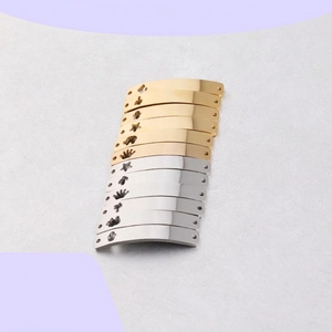 Stainless Steel Connector Charms Mirror Polished Hollow Elephant Crown Palm Tree For DIY Bracelet Necklace Making