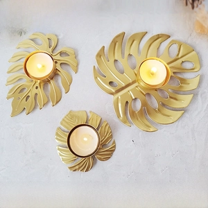 Minimalist Leaves Iron Candlestick Artificial Decorations