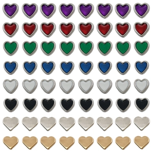 64 pieces of 8mm heart-shaped alloy beads in assorted enamel colors and metallic finishes