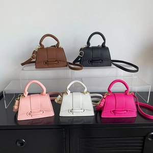 Fashion Women PU Leather Lychee Grain Handbag Trapezoidal Small Square Crossbody Bag Single Shoulder Purse For Daily Shopping