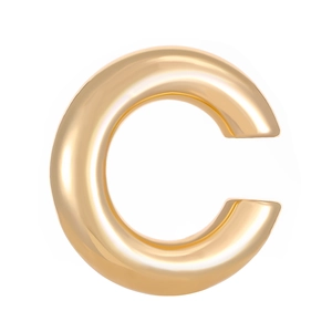 Polished golden C-shaped alloy ear clips in a minimalist punk style on white background