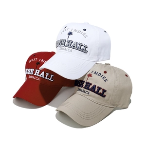 Classic cotton baseball cap with West Indies palm tree embroidery in three colors