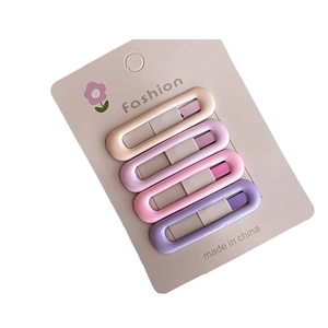 Pink series star hair clips set in beige, light pink and purple on display card