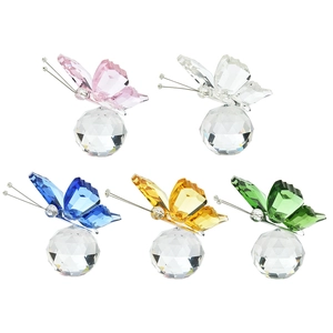 Crystal Butterfly Figurine Faceted Glass Ornament On Crystal Ball Base For Desktop Home Decor Gift