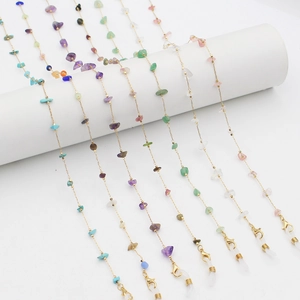 Natural Crushed Stone Glasses Chain For Women Non-Slip Metal Alloy Eyewear Strap Decorative Anti-Lost Holder Lanyard