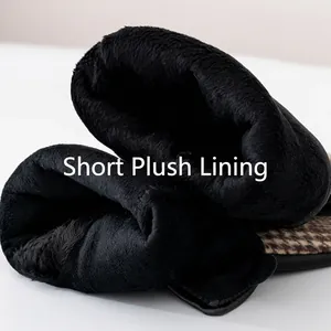 Men's British plaid gloves featuring soft black faux fur lining for winter warmth