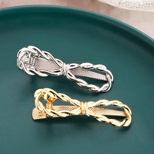 Twist Knot Metal Hair Clips Irregular Bow Duckbill Side Clips Alloy Minimalist Hair Accessories For Women