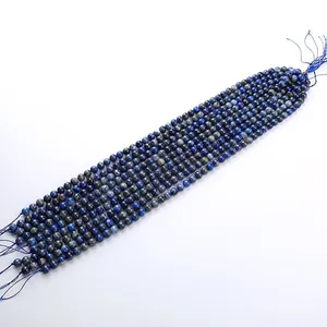 Natural Afghan lapis lazuli round beads in deep blue for DIY jewelry making