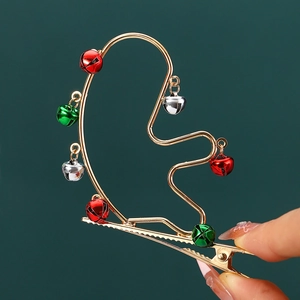 Christmas Antler Bell Hair Clip Colorful Alloy Reindeer Antlers Alligator Clip Festive Party Hair Accessories For Women Girls