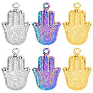 Collier Pendentif Main De Hamsa Acier Inoxydable Plqué Or 18K Sous Vide Bijoux Protection Ethnique Bohème Femmes Hommes