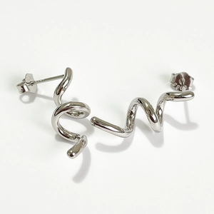 925 Sterling Silver Spiral Curve Stud Earrings Minimalist Geometric Trendy Chic Jewelry For Women