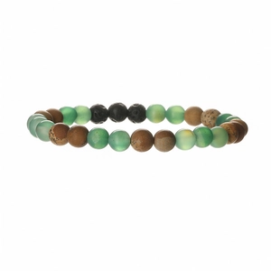 Bracelet en perles de pierre naturelle 8mm avec agate verte, aventurine et pierre de lave