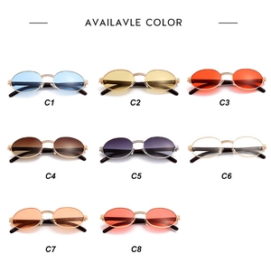Detalle de ocho variantes de color para gafas de sol ovaladas de metal con lentes UV400