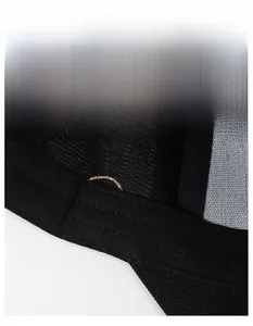Detail of widened sweatband on baseball cap featuring breathable mesh and neat stitching