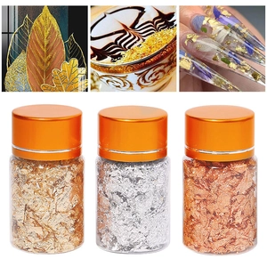 Three-color metallic foil flakes set in gold, silver, and copper for nail art and DIY decor
