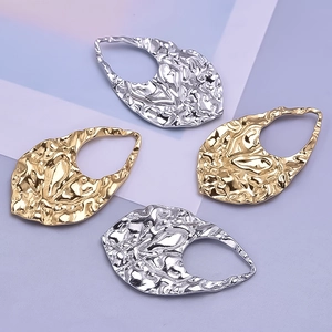 Hammered teardrop 304 stainless steel pendants in gold and silver finishes for DIY jewelry